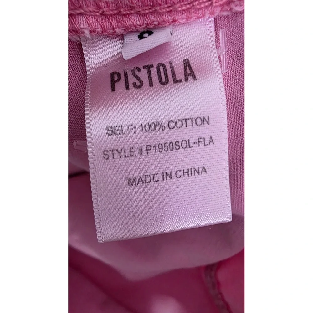 Pistola Pink Cotton Utility Jumpsuit Short Sleeve Wide Leg Suit Small - Picture 3 of 9
